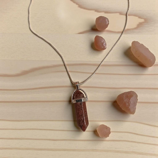 Red Jasper Quartz Point Necklace - Healing Crystal Pendant