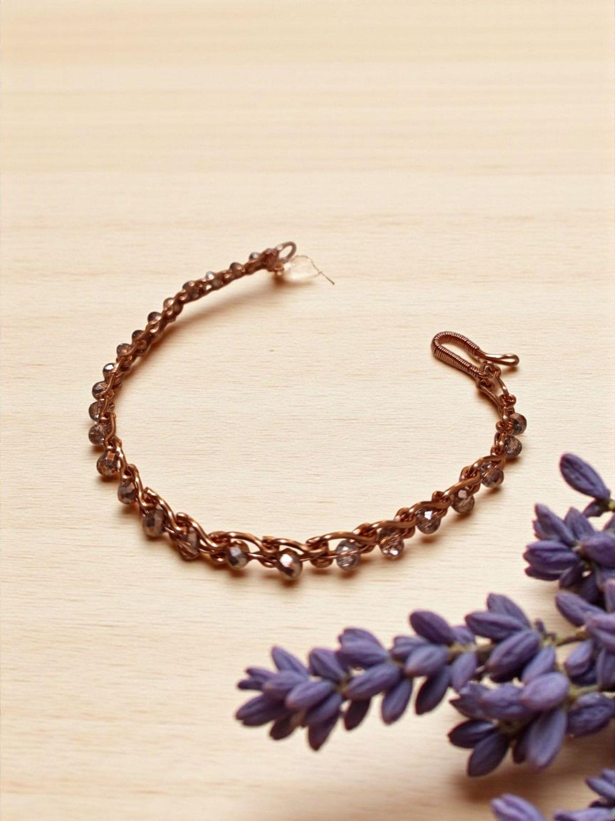 Copper Crystal Bracelet – Faceted Crystals on Chain Link