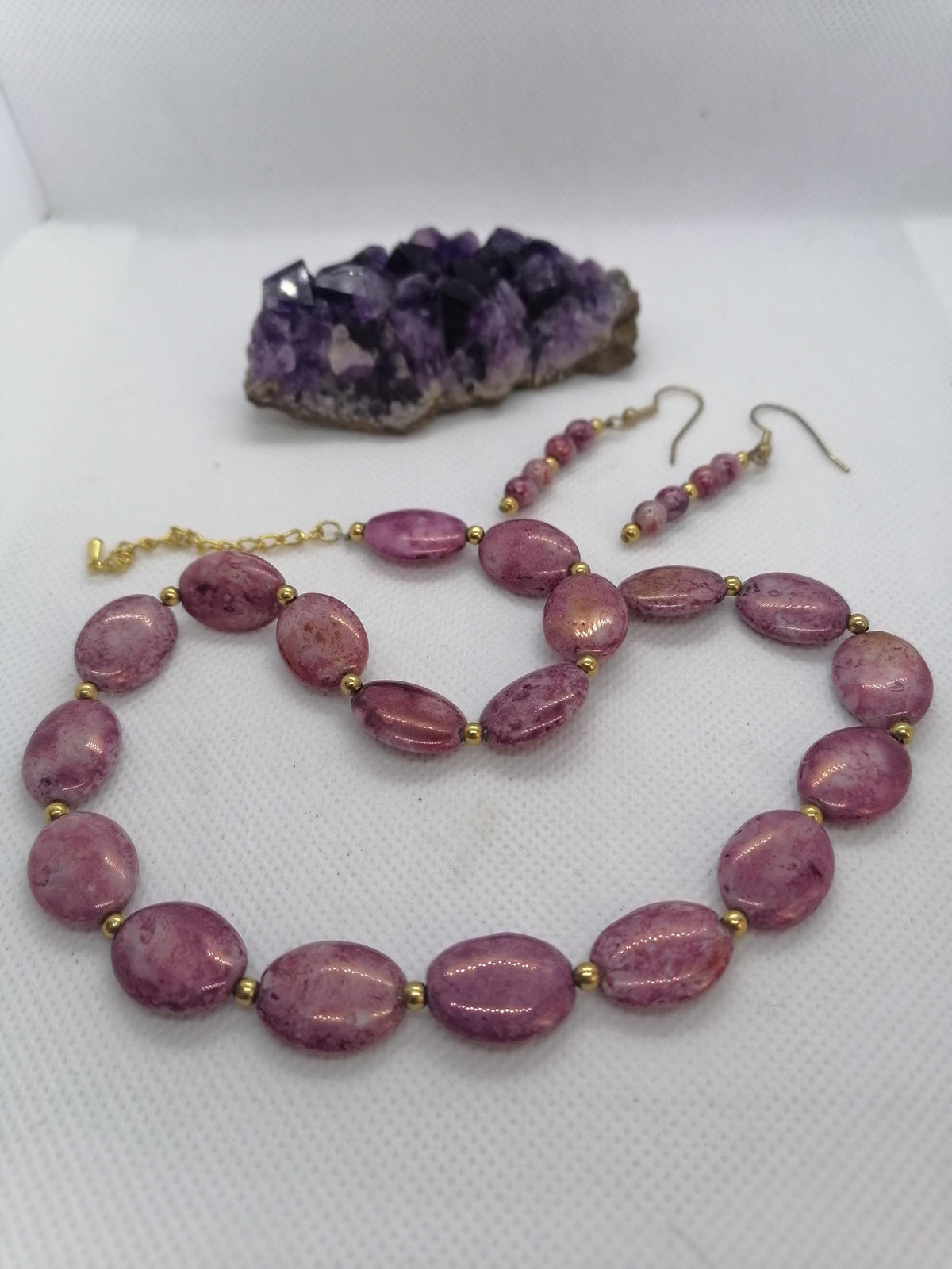 Pink Bead Necklace & Earrings –  Jewellery Gift Set