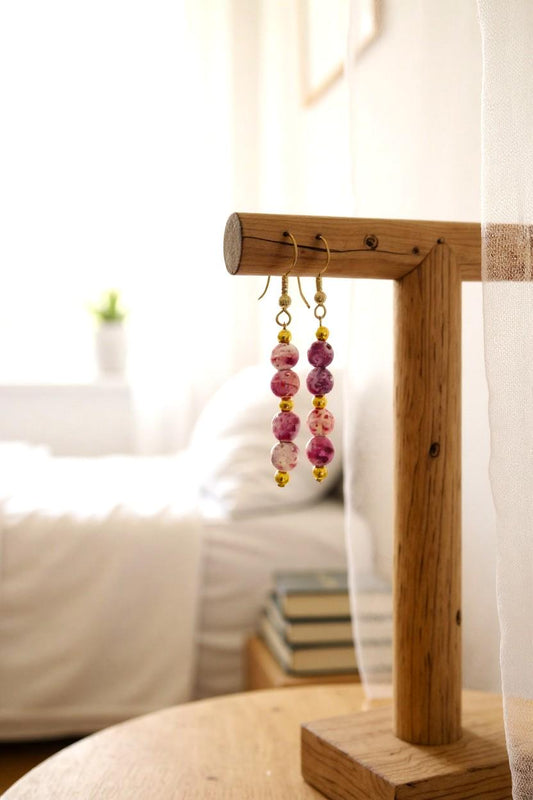 Pink Bead Necklace & Earrings –  Jewellery Gift Set
