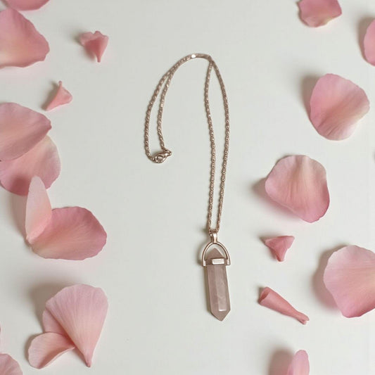 Rose Quartz Sterling Silver Necklace: Healing Crystal Pendant