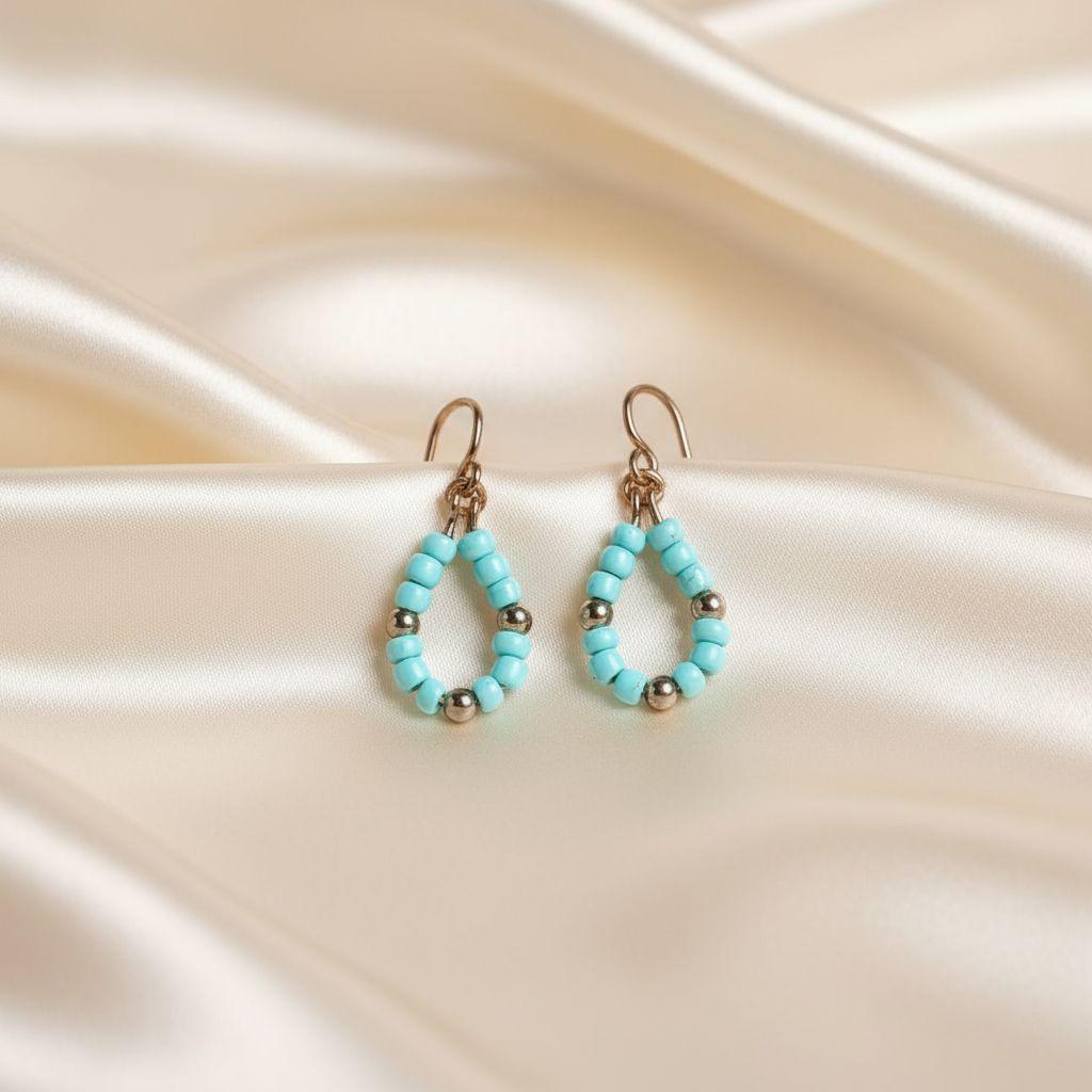 Handmade Turquoise & Copper dangle earrings.