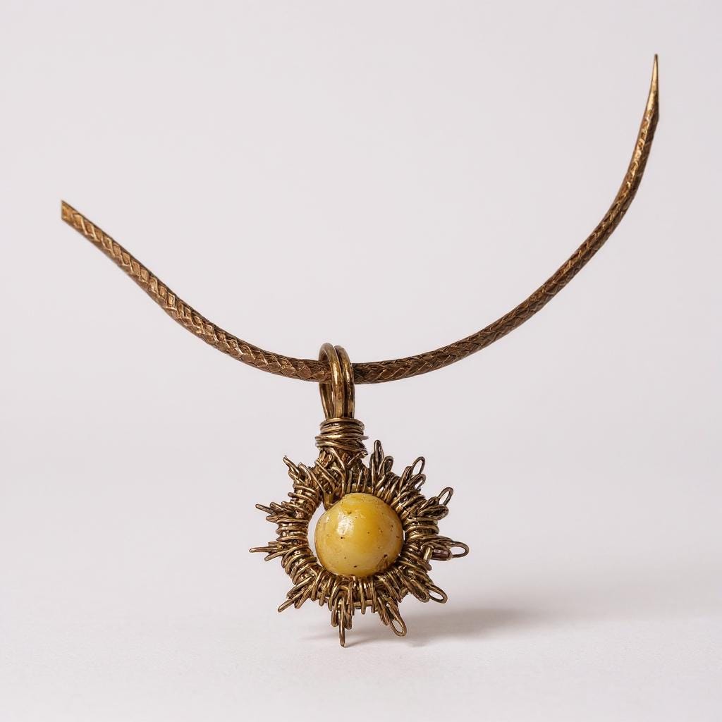 Wire Wrapped Antique Bronze Agate Necklace – Gemstone Pendant Jewellery