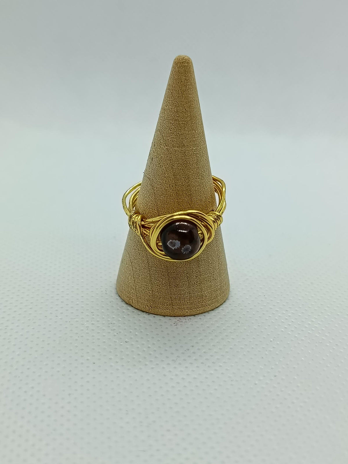Simple Gold Wire Wrapped Beaded Ring