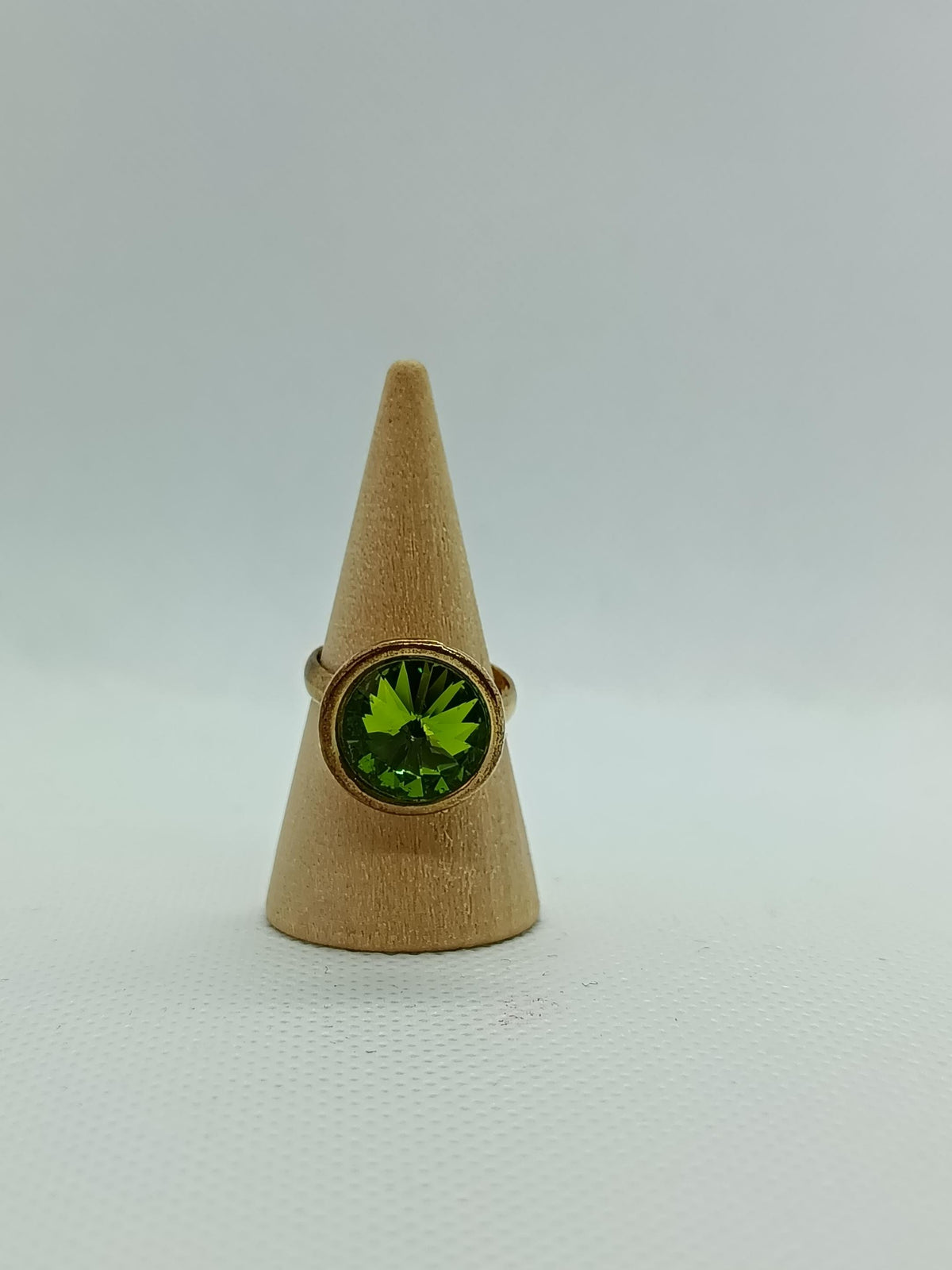 Gold Tone Green Rivoli Ring