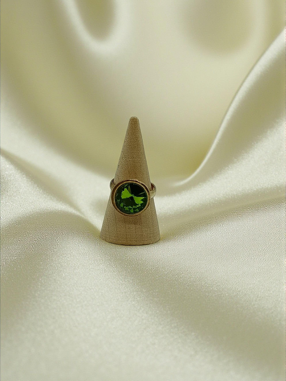 Gold Tone Green Rivoli Ring
