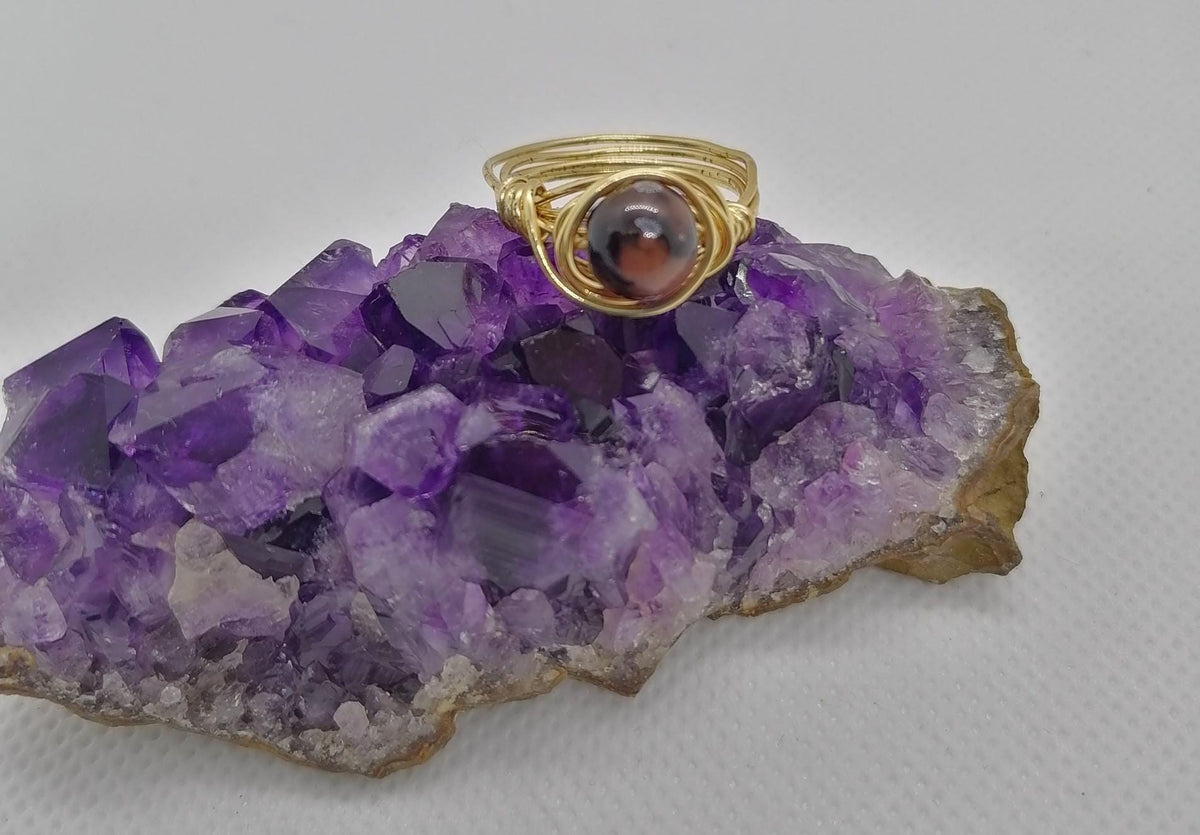 Simple Gold Wire Wrapped Beaded Ring