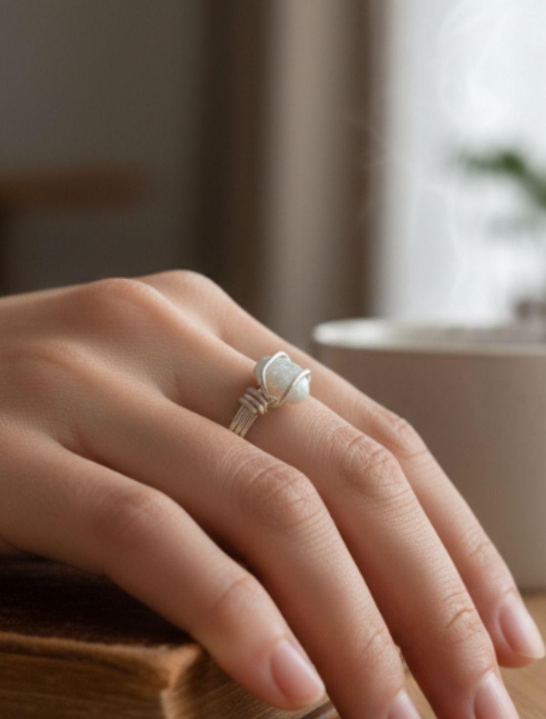 Wire Wrapped Synthetic Opal Ring – Size 11