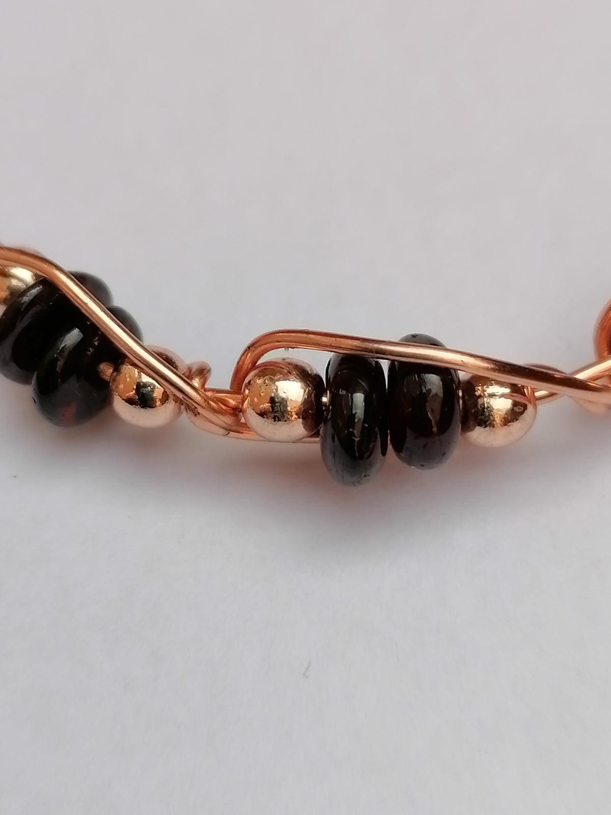 Copper Wire Wrapped Bangle with Garnet Gemstones