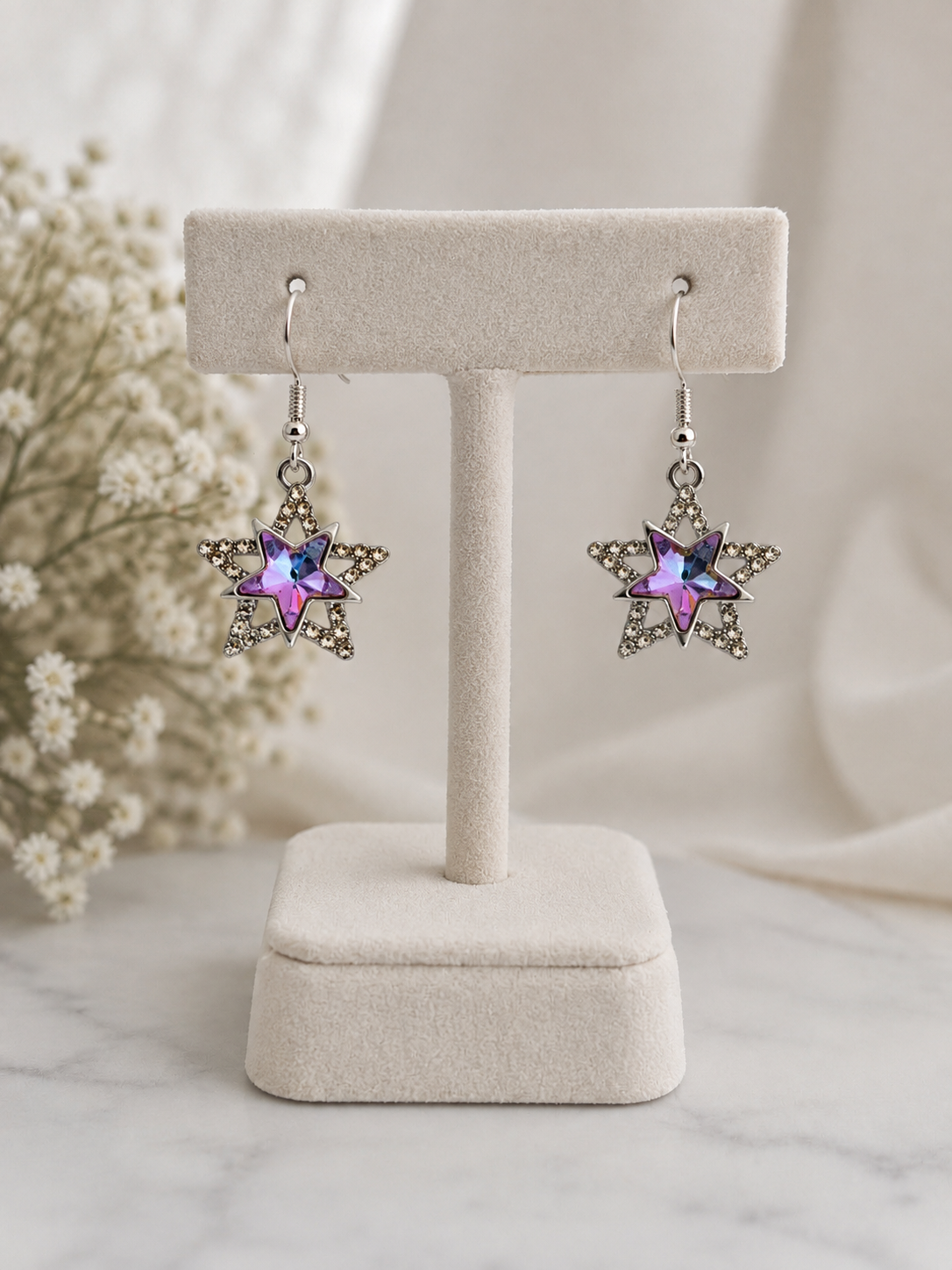 Stardust Crystal Star Drop Earrings