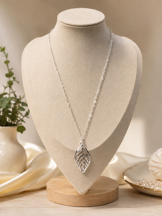 Silver Leaf Pendant Necklace