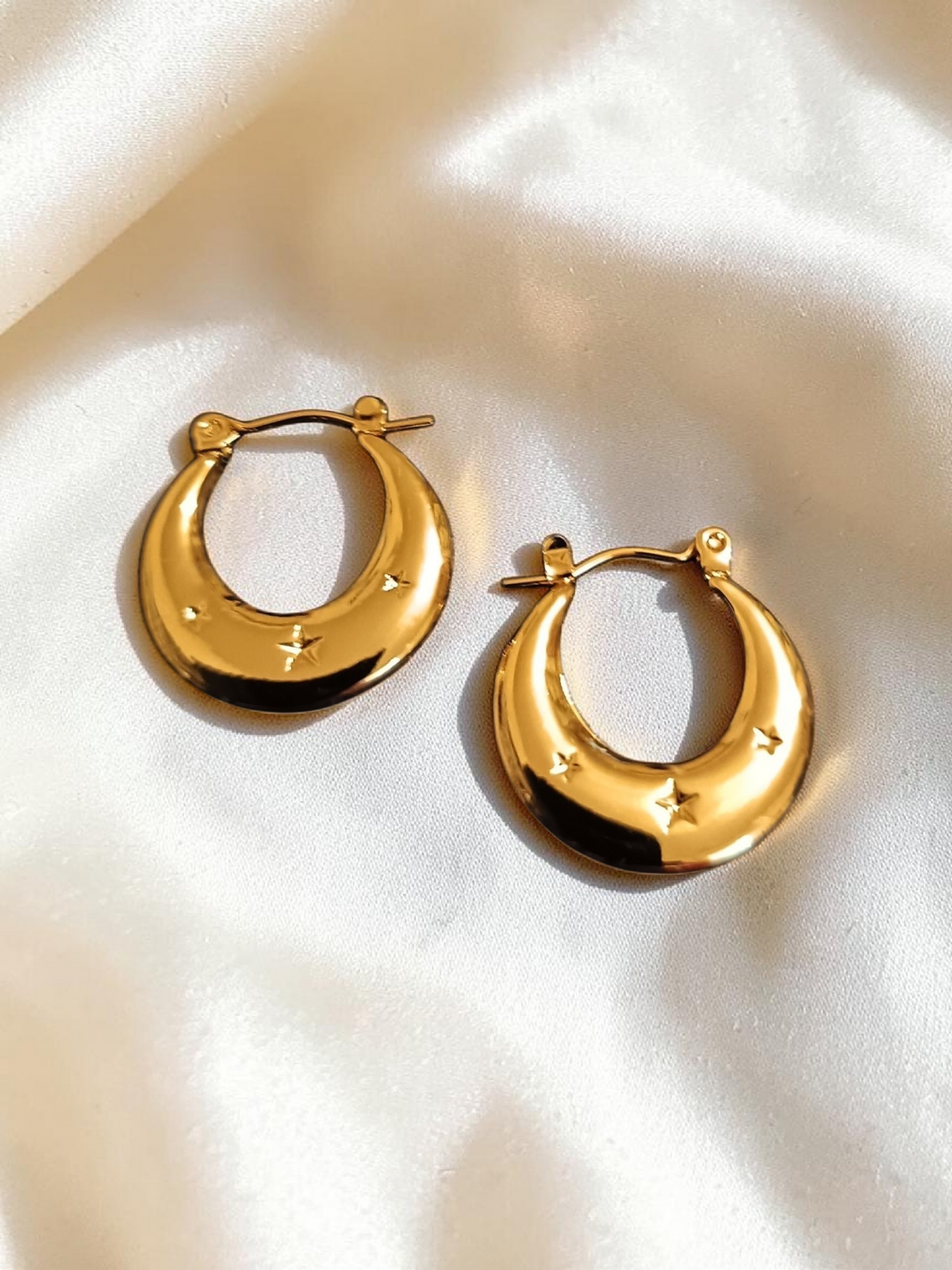 Gold Star Chunky Hoop Earrings