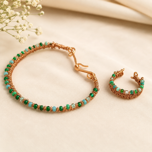 Copper weave Style Bangle and Ring Set | Wire Wrapped Jewellery