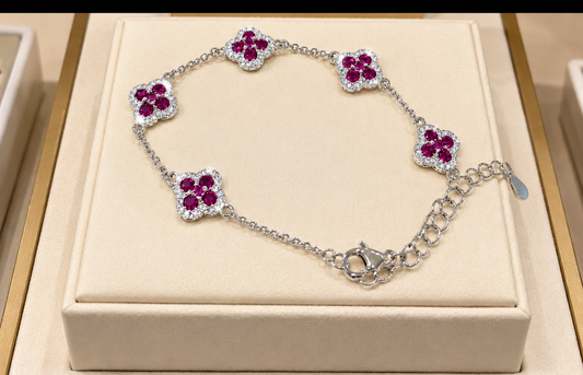 Floral Crystal / Diamanté Bracelet in Stainless Steel