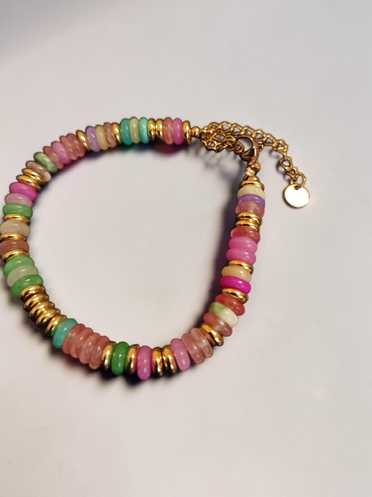Rainbow Gemstone & Gold Bracelet